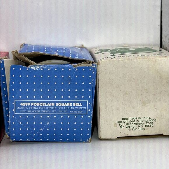 Vintage Lilian Vernon LVC Porcelain Miniature Christmas Bells Boxes‎ 1989 1986 - Picture 5 of 8